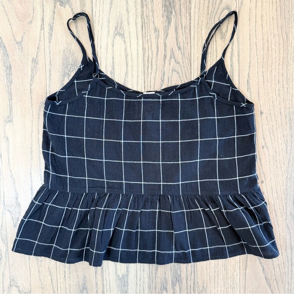 Current/Elliott Women's The Workwear Peplum Black Checkered Top Size 1 - Picture 10 of 13